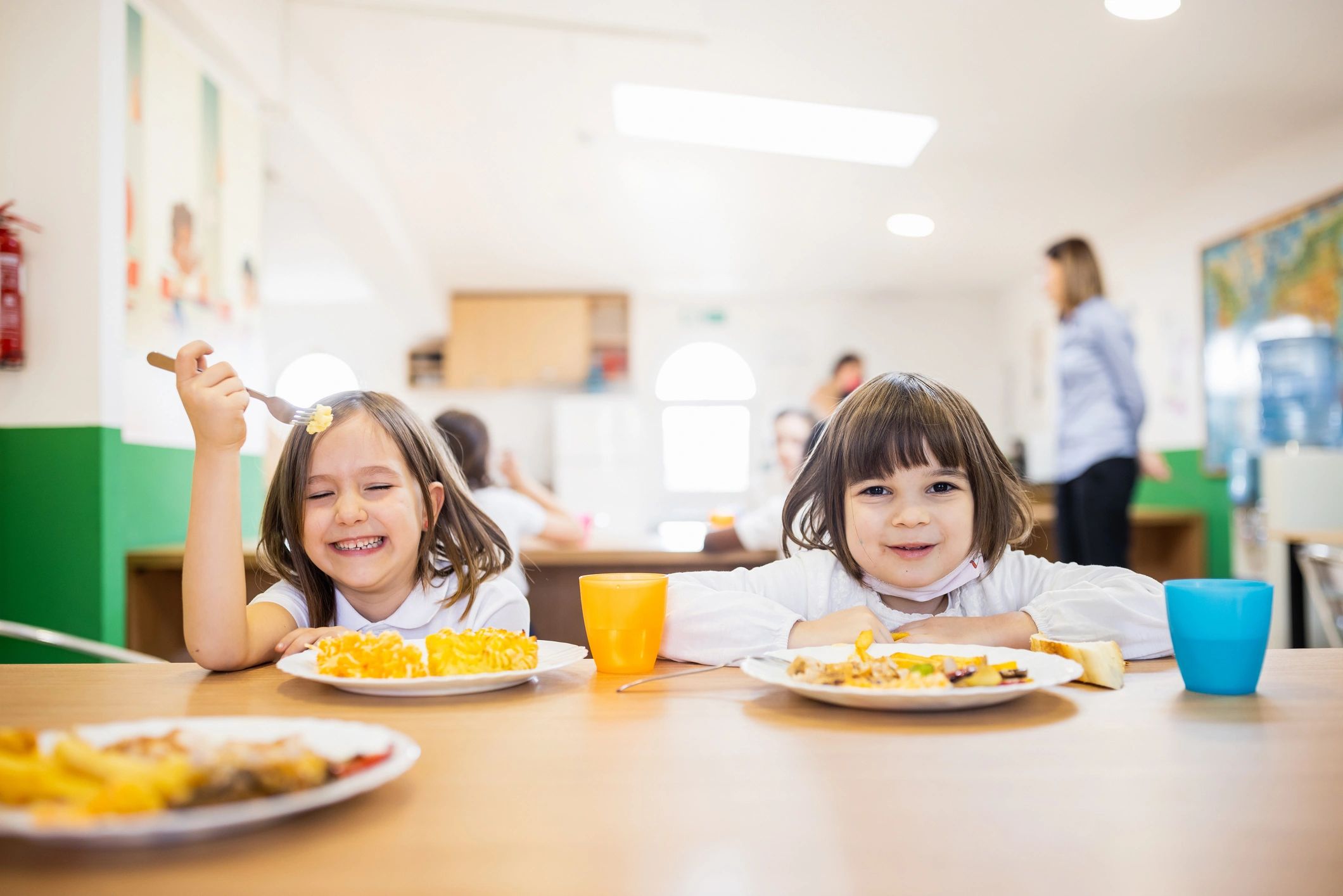 Children enjoying lunch at school