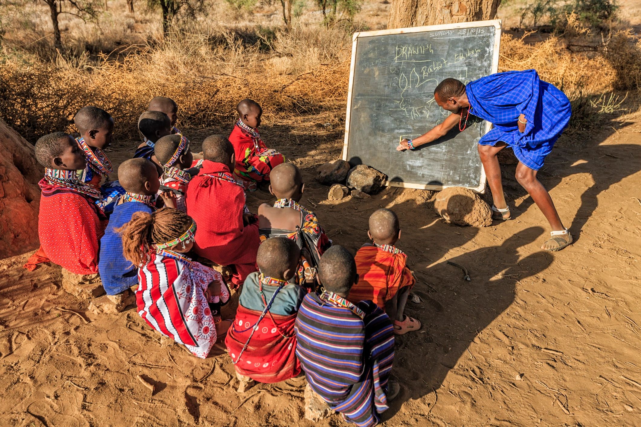 Students learning outdoors